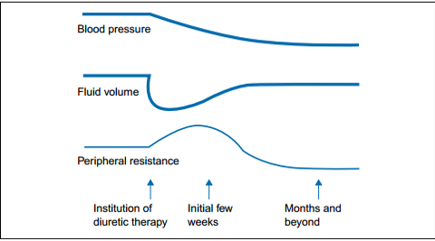 chronic use → the plasma volume returns to nearly pre-treatment level 